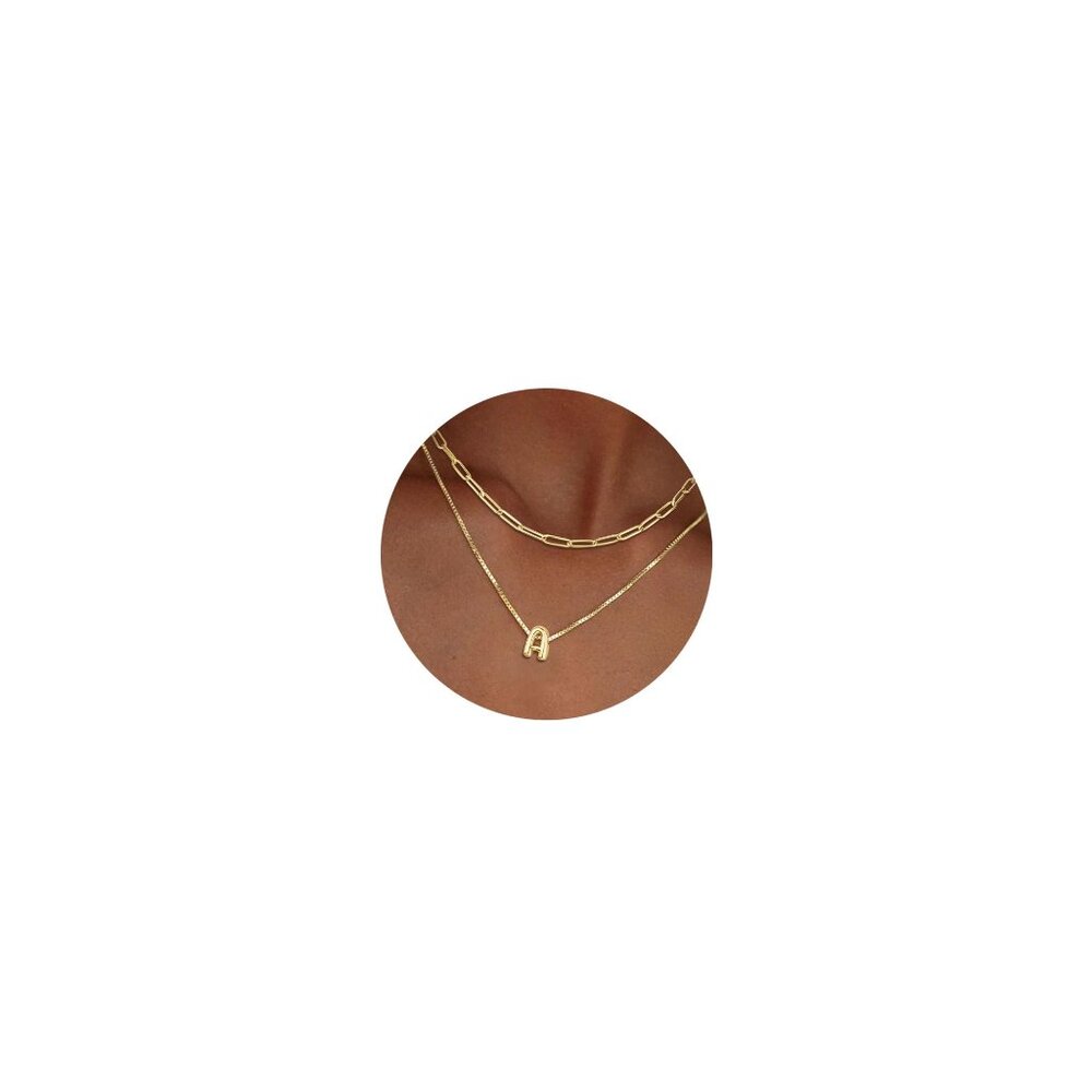 Gold Layered Initial Necklace Set Dainty Charm Pendant Y2K Minimal Chic